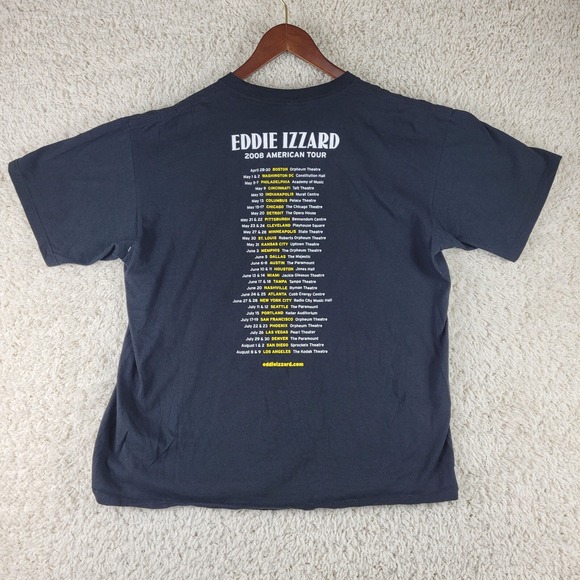 EDDIE IZZARD Stripped 2008 Tour Shirt Adult Size XL Black Short Sleeve Y2K VTG - Picture 4 of 12